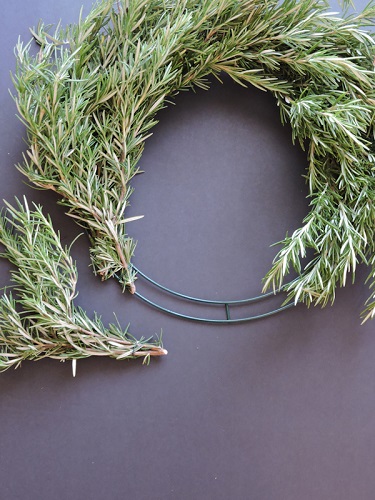 rosemary wreath almost done being made