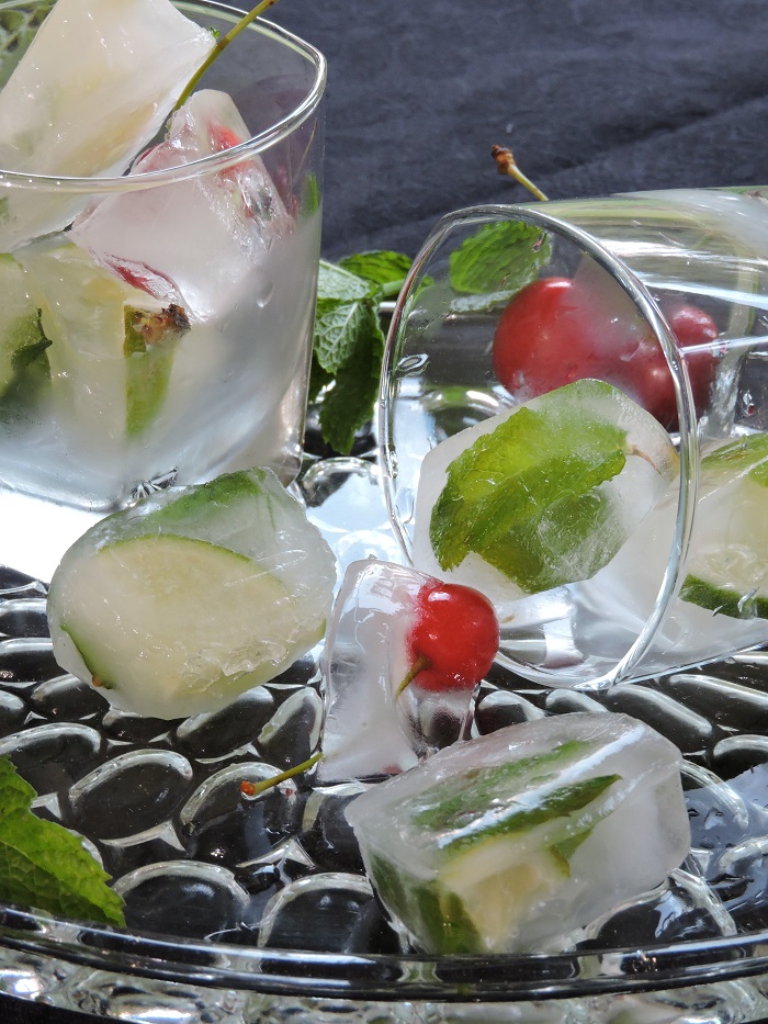cherry mint lime ice cubes