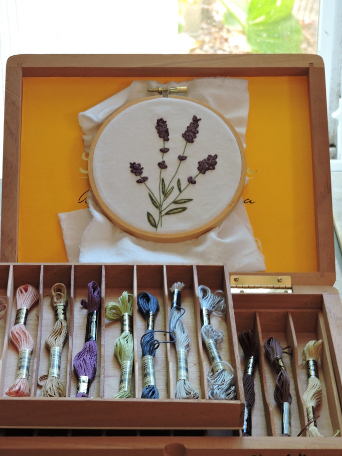 Embroidery supplies organized box