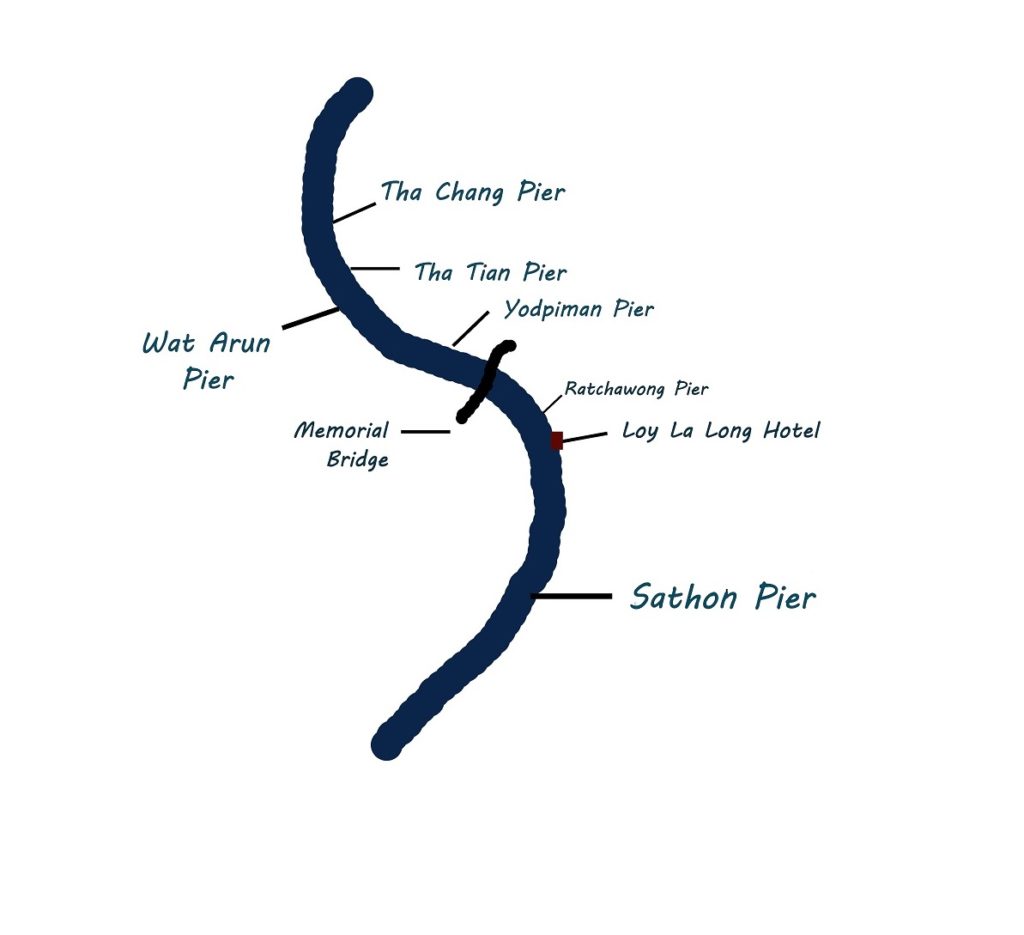 drawn map of river piers