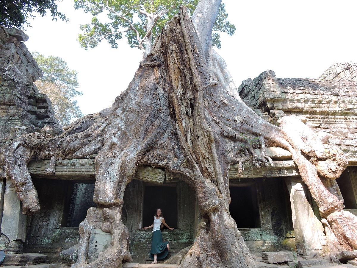 standing by temple ruins