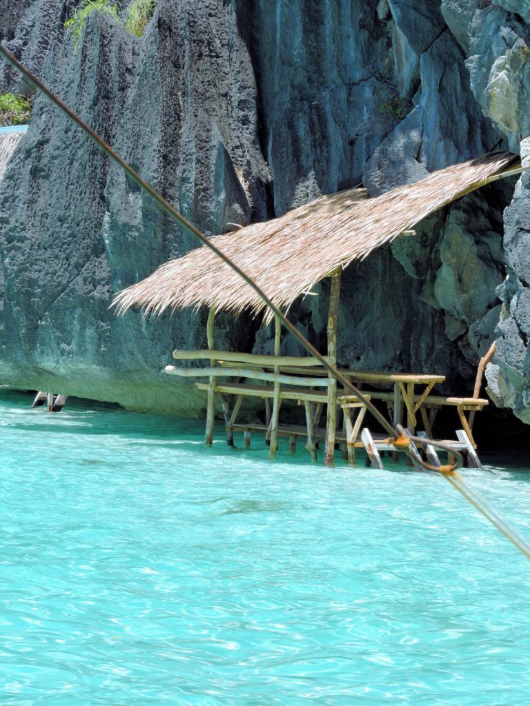 lunch hut over blue water