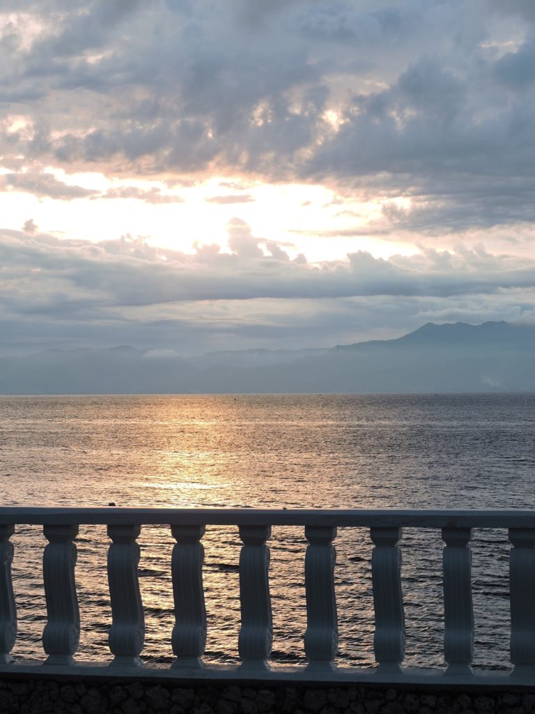 view of ocean with sunsetting in Moalboal