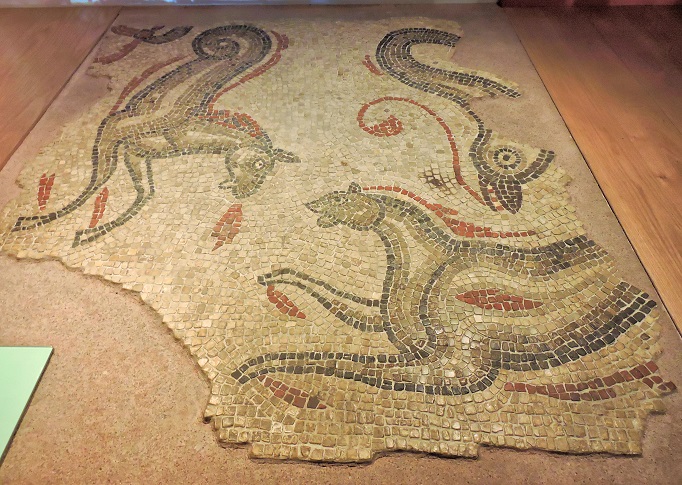 mosaic floor section with horses