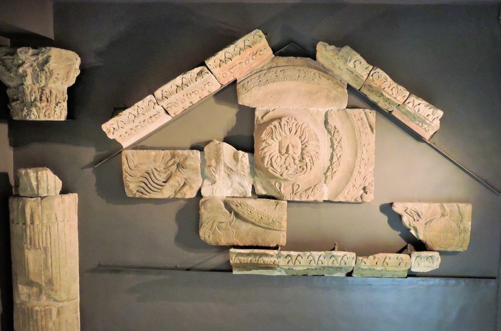 stone temple pediment from bath ruins