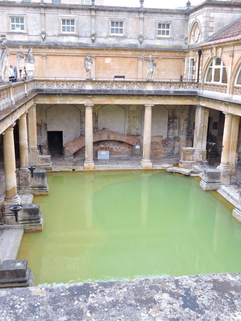 view of the great bath pool stone pillars