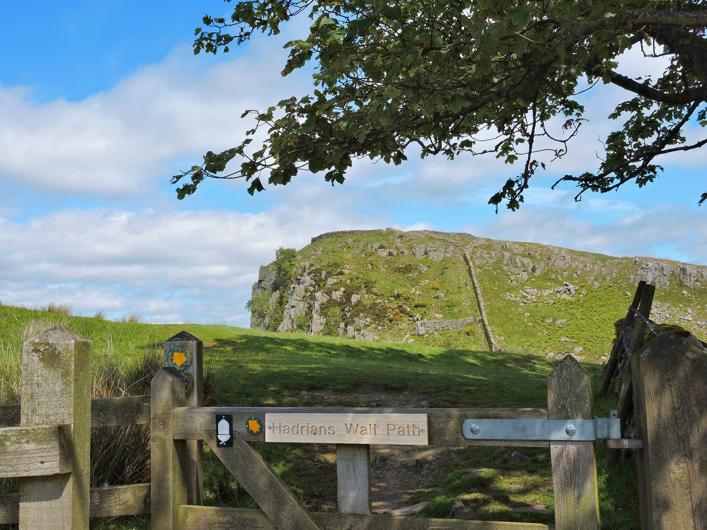 gate with hadrian wall sign