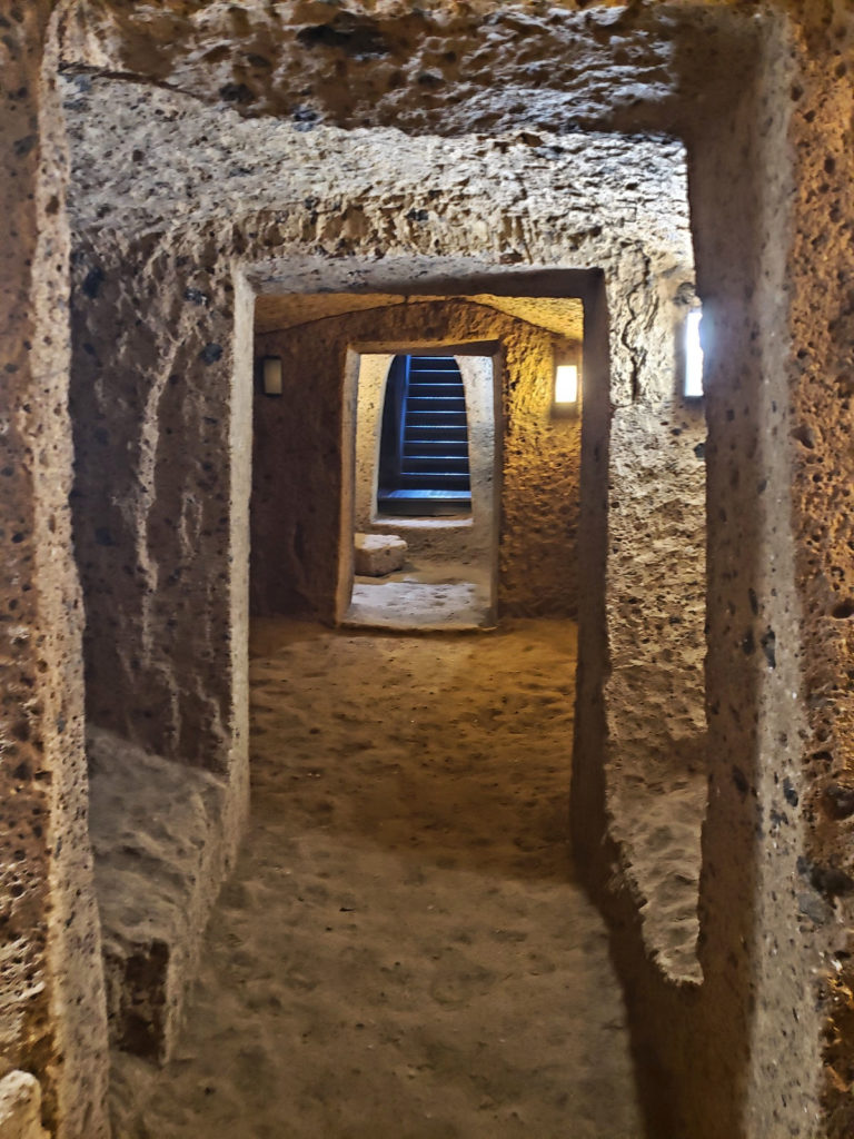 view from inside tomb looking toward stairs out