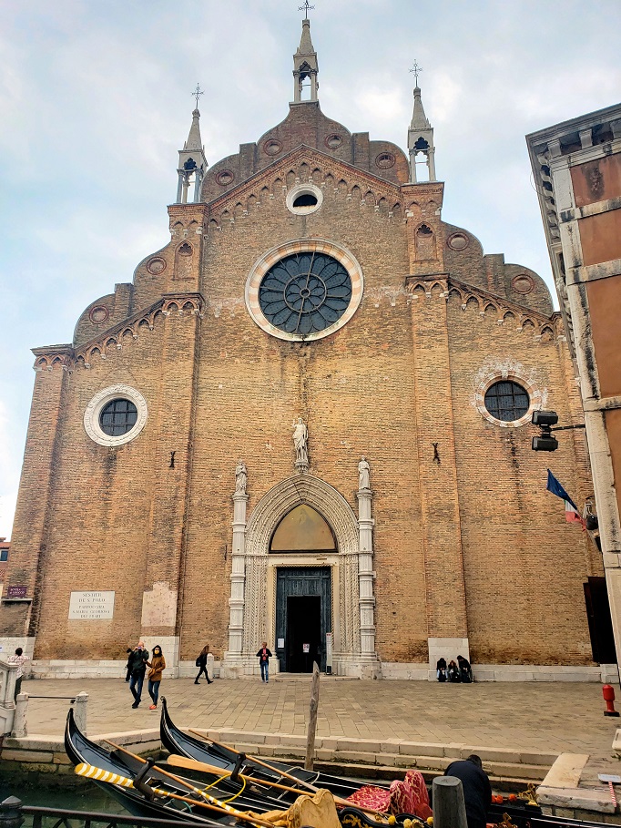 brick facade of frari church