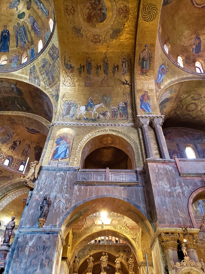 byzantine gold mosaics covering inside of basilica