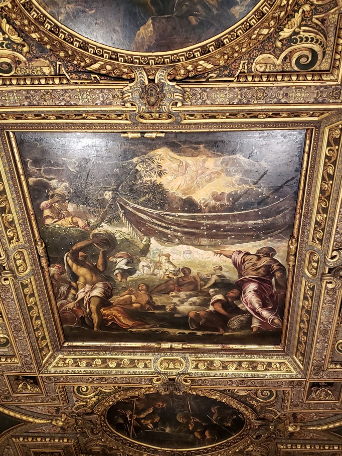 close up of painting on ceiling