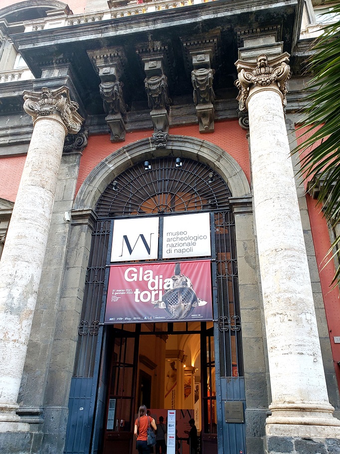 large column entrance to naples archaeological museum