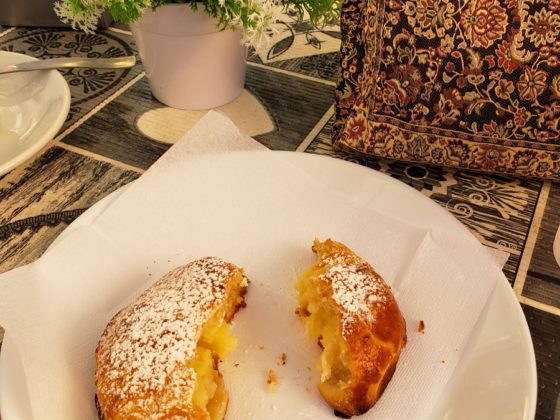 My Two Favorite Moments in Naples, Italy,   Fresh Baked Sfogliatelle and The Serenely Beautiful Santa Chiara Cloister