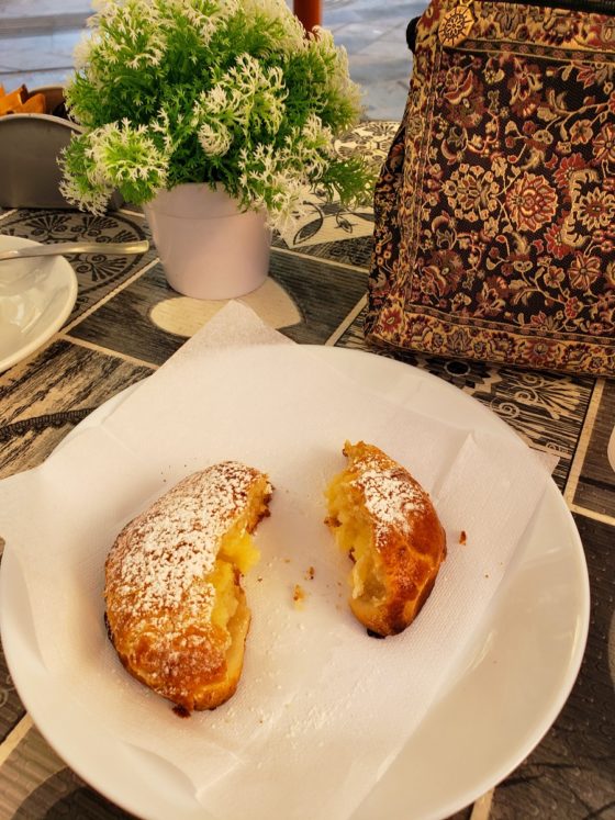 My Two Favorite Moments in Naples, Italy,   Fresh Baked Sfogliatelle and The Serenely Beautiful Santa Chiara Cloister