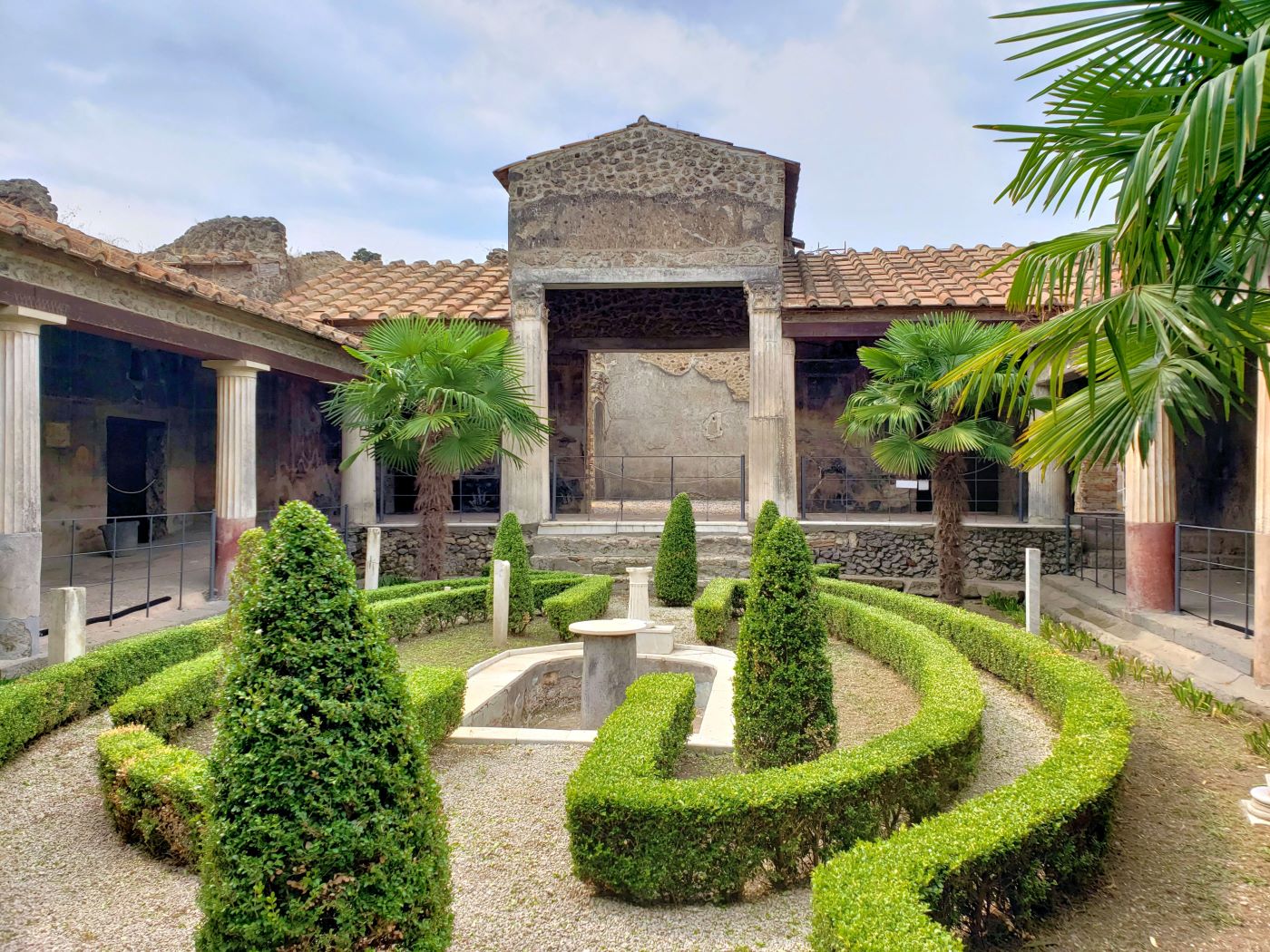 formal gardens inside Pompeii villa