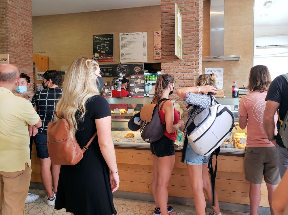 customers inside Pompeii's cafe