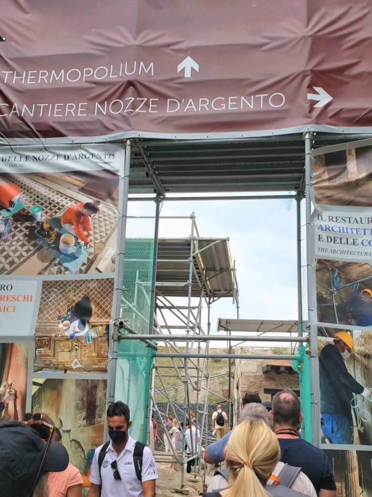 signs and displays for newly excavated areas of Pompeii