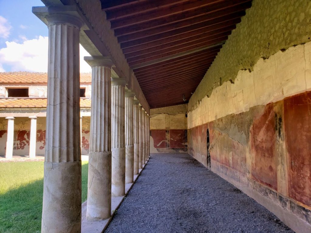 column lined courtyard of roman villa in Oplontis