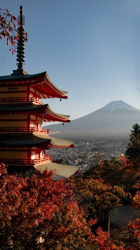 mt fuji in the fall