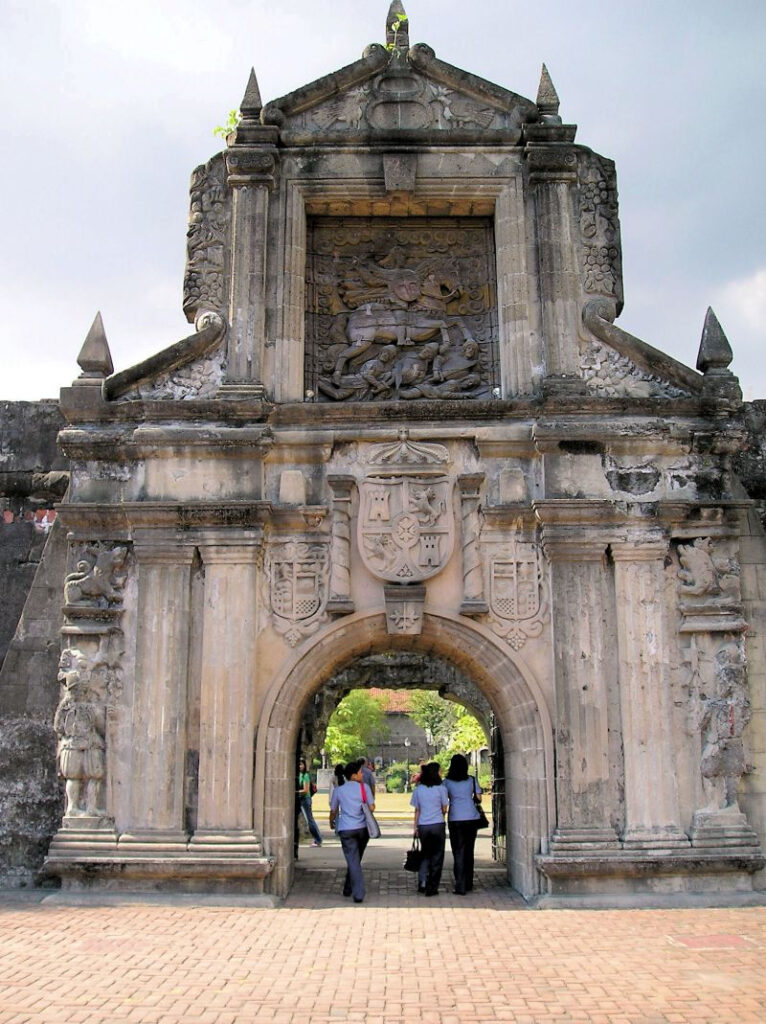stone gateway with carving