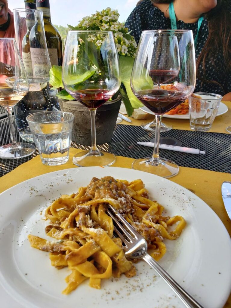 pasta with wine tasting