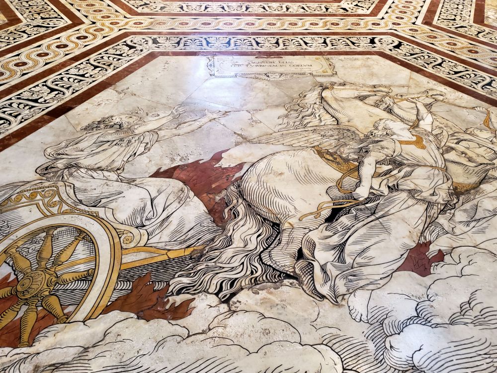 god on chariot marble floor