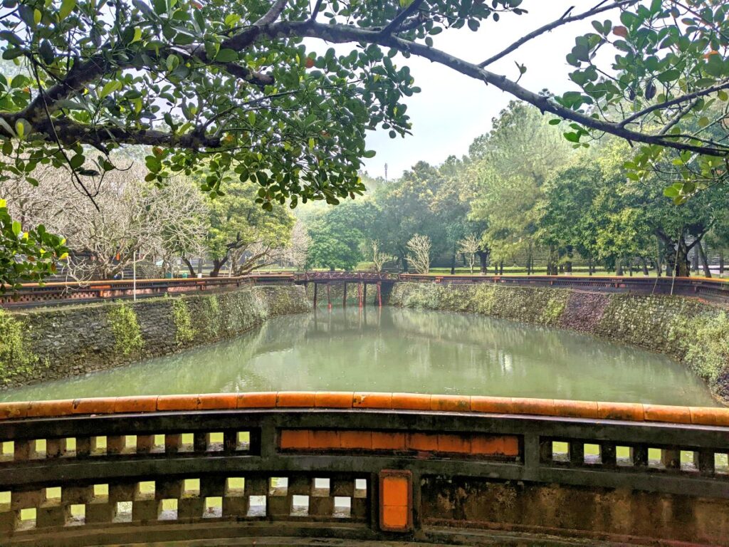 beautiful water ponds with bridges and trees