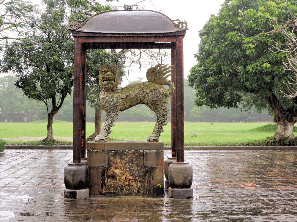 metal statue in Vietnam's old imperial city
