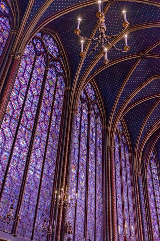 beautiful blue purple stained glass windows
