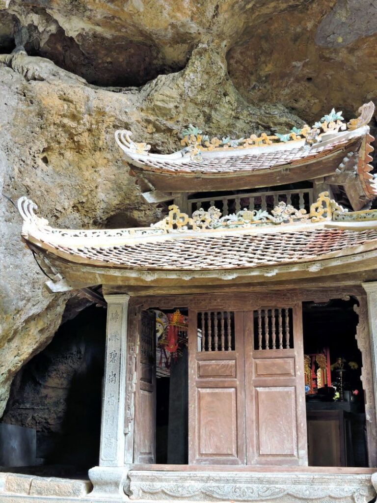 small pagoda tucked into cliff side