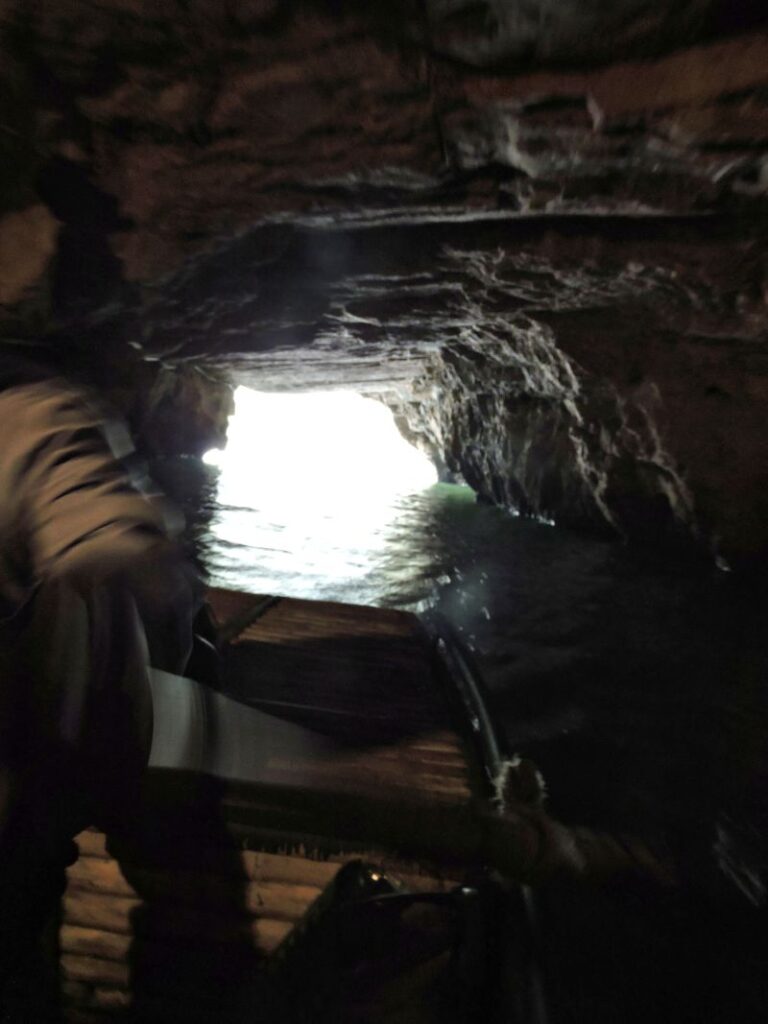 inside Trang An river cave on a boat